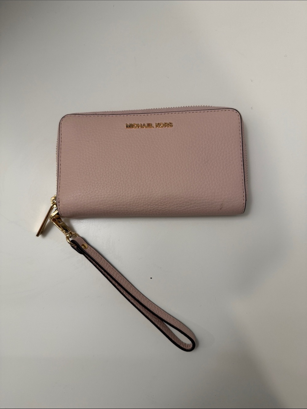 Michael Kors Blush Pink Pebbled Leather Zip Wristlet